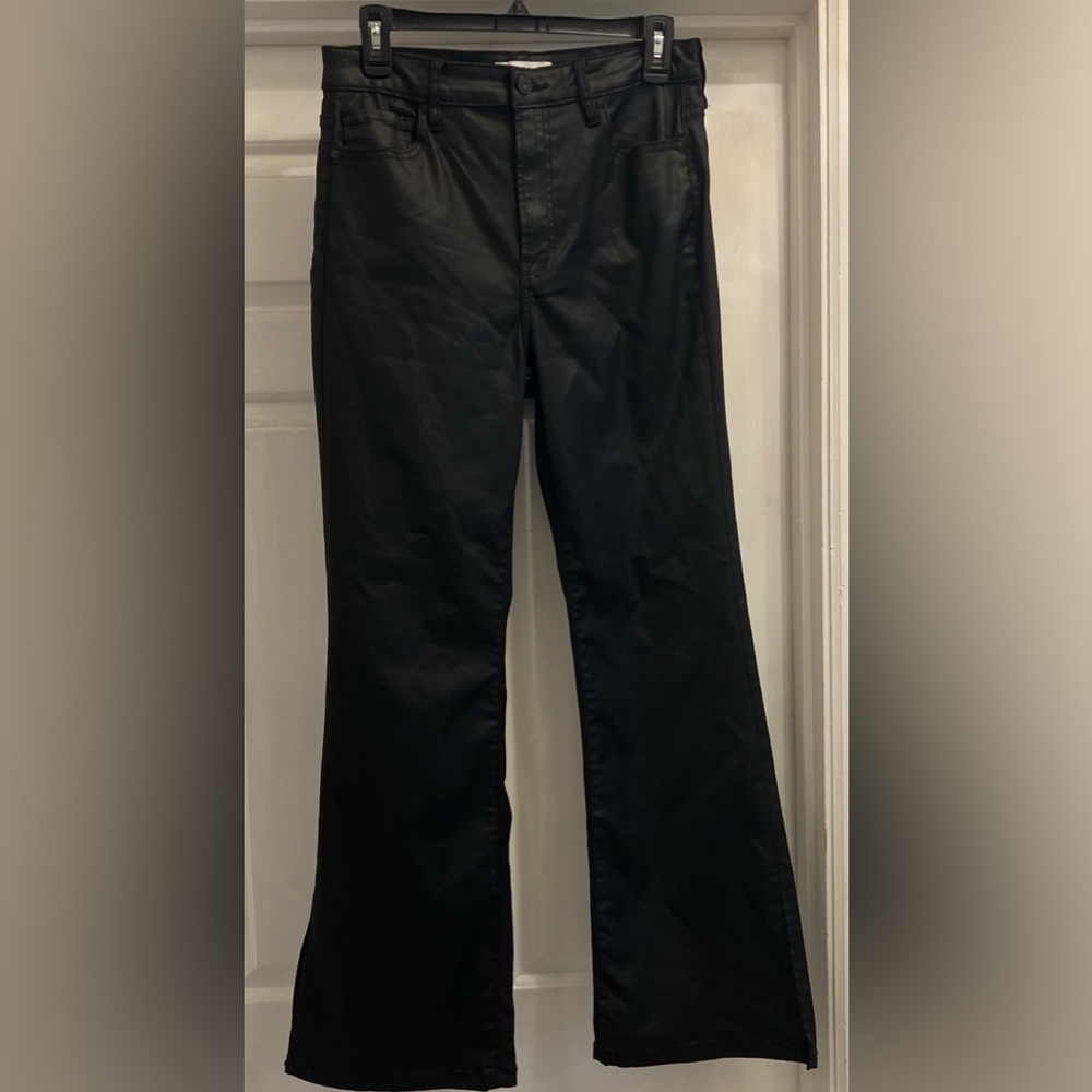Elegant Coated Black Boot Cut Jeans for Women